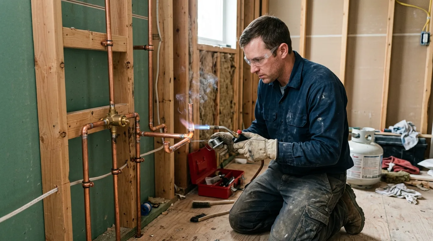 New copper supply lines run during a Chase Ranch repipe