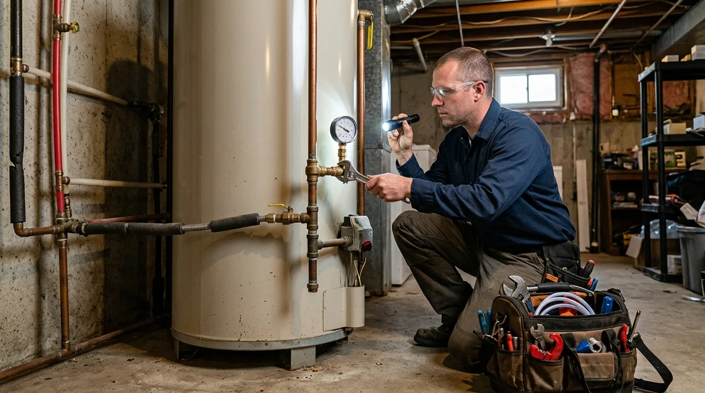 Water heater inspected ahead of a permitted replacement in Riverside, CA
