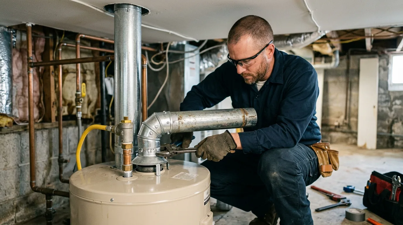 Water heater supply pipework replaced during installation